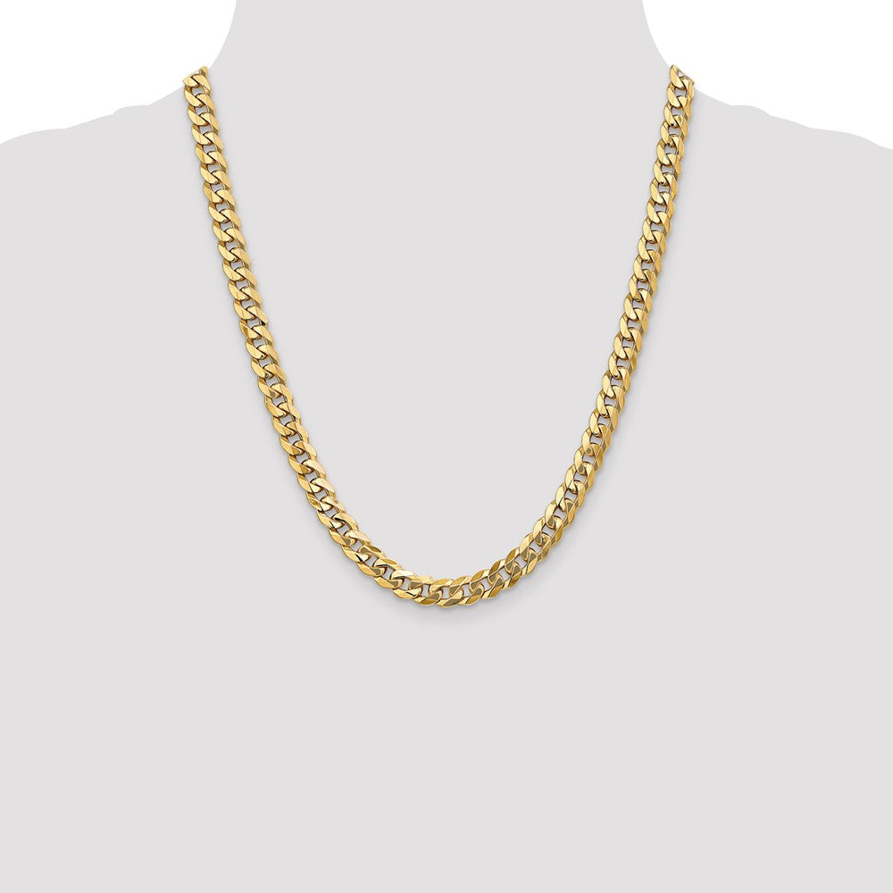 10k Yellow Gold 7.75 mm Flat Beveled Curb Chain (47.36 grams)