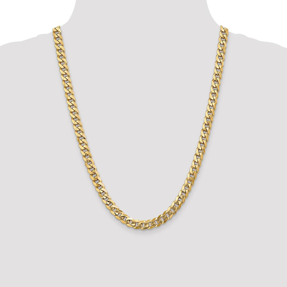 10k Yellow Gold 7.75 mm Flat Beveled Curb Chain (47.36 grams)