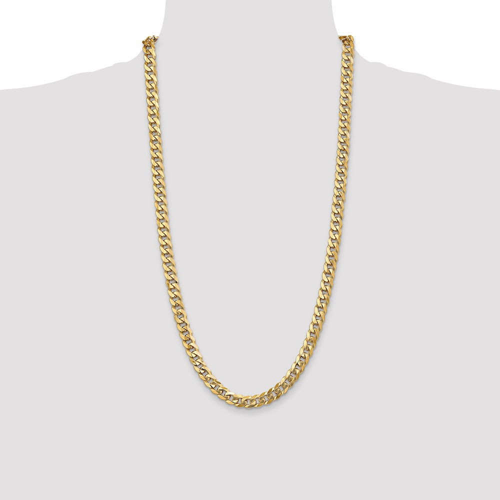 10k Yellow Gold 7.75 mm Flat Beveled Curb Chain (47.36 grams)