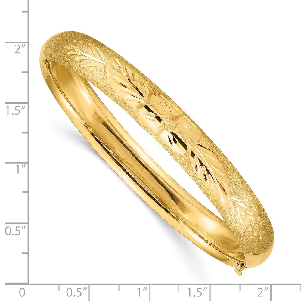 10k Yellow Gold 8 mm 5/16 Florentine Engraved Hinged Bangle Bracelet (9.07 grams)