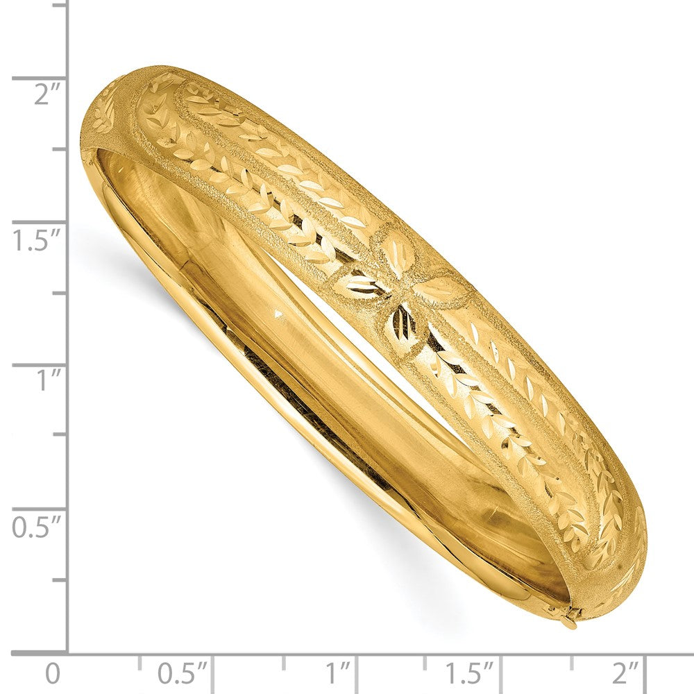 10k Yellow Gold 10 mm /16 Florentine Engraved Hinged Bangle Bracelet (12.03 grams)