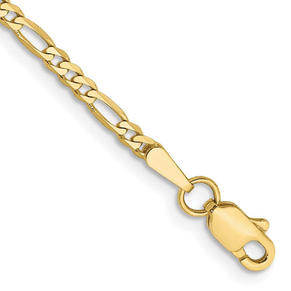 10k Yellow Gold 2.2 mm Flat Figaro Bracelet