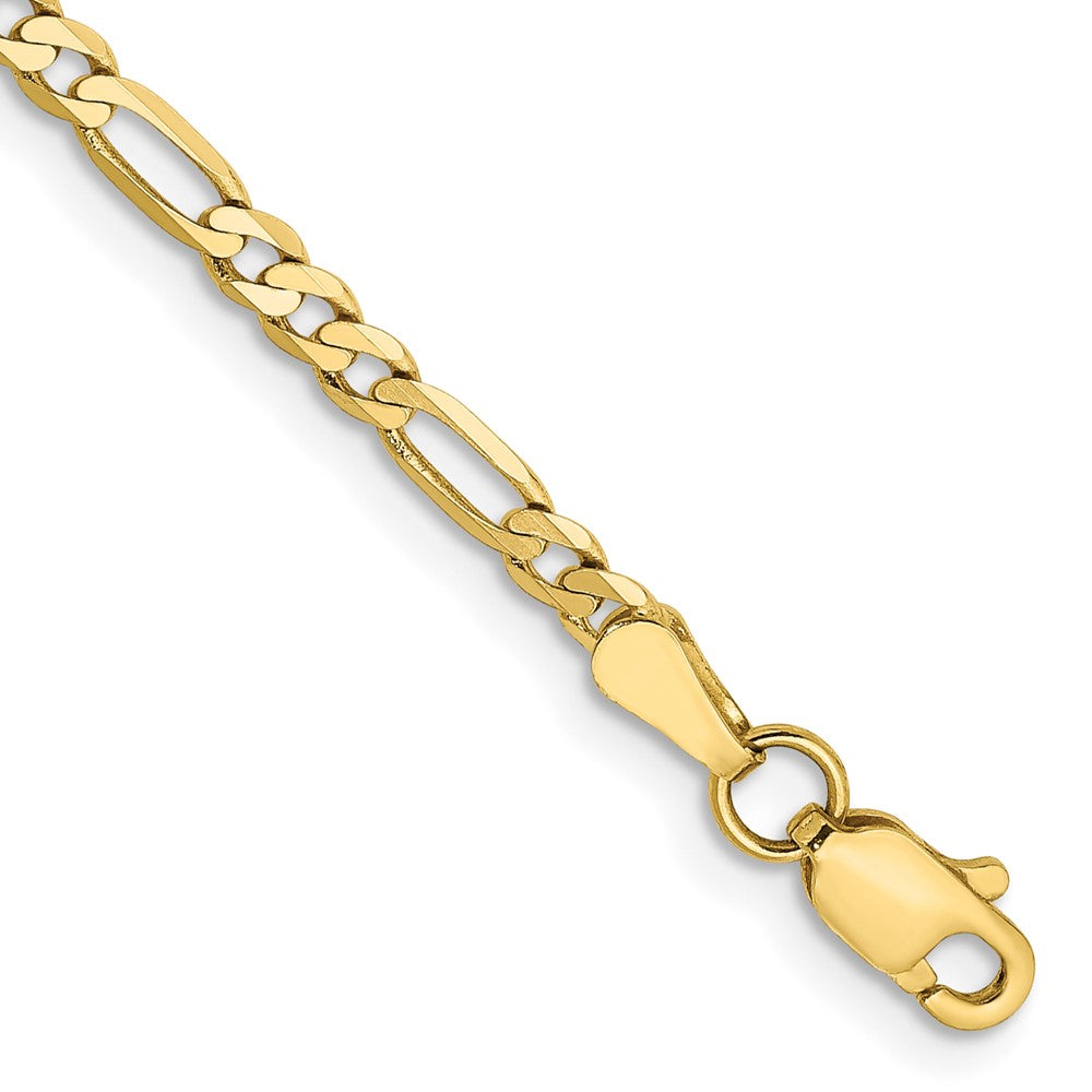10k Yellow Gold 2.75 mm Flat Figaro Bracelet