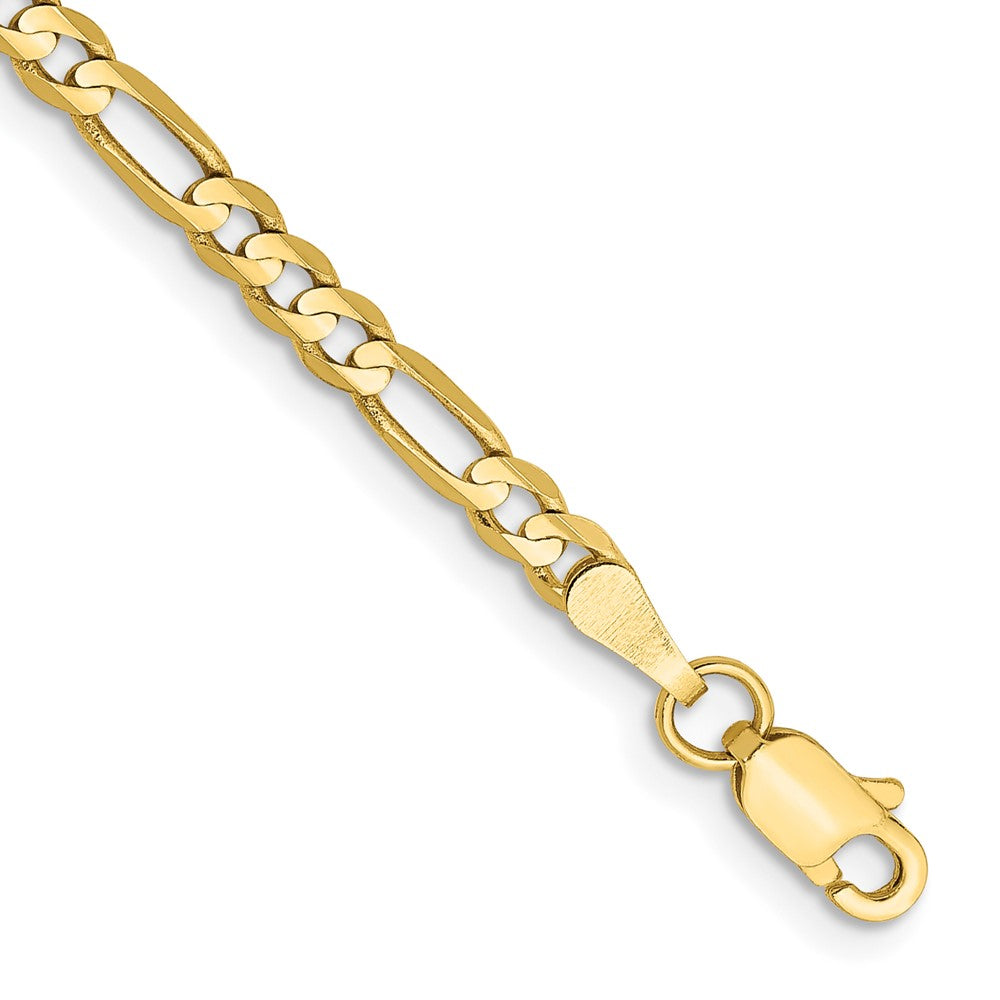 10k Yellow Gold 3 mm Flat Figaro Bracelet