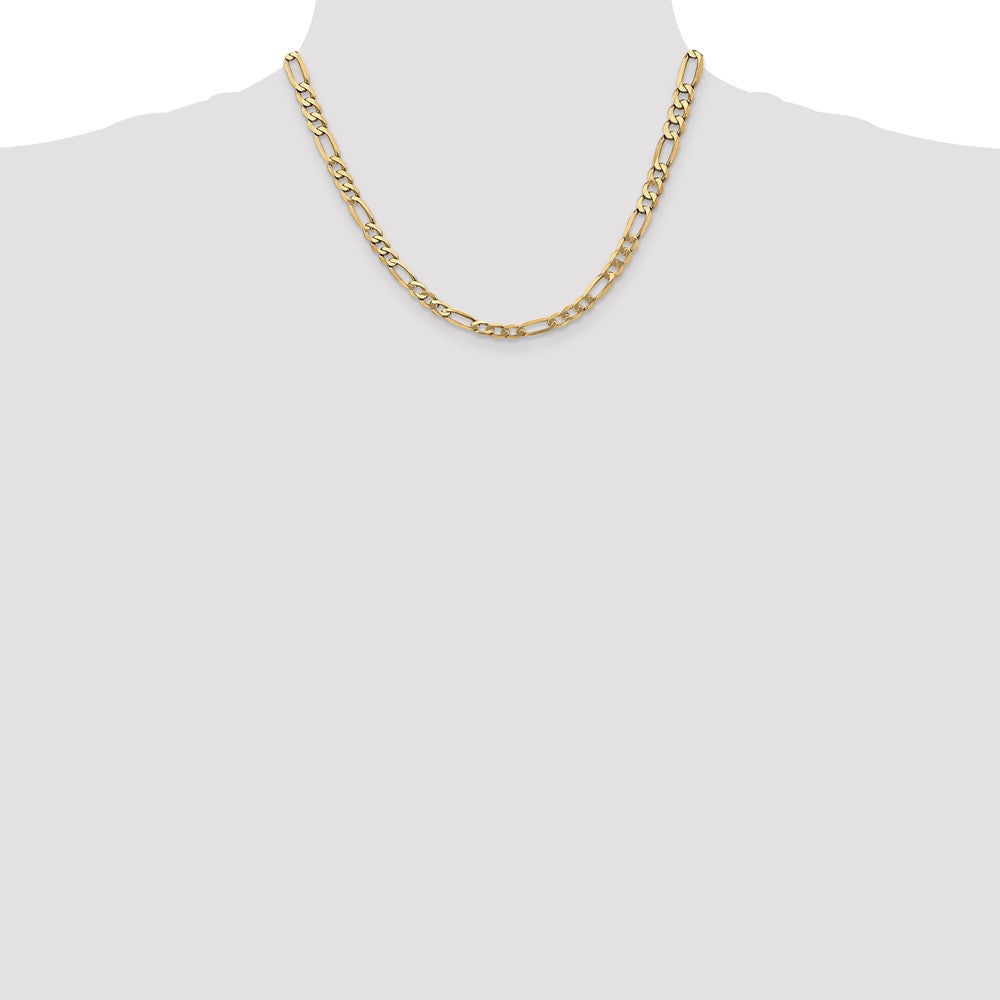 10k Yellow Gold 5.25 mm Flat Figaro Chain (14.26 grams)