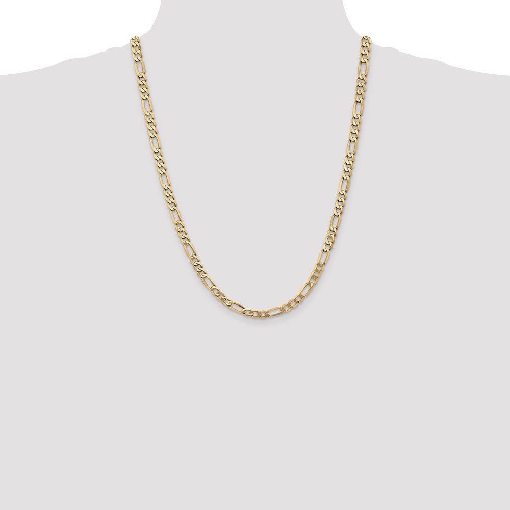 10k Yellow Gold 5.25 mm Flat Figaro Chain (14.26 grams)