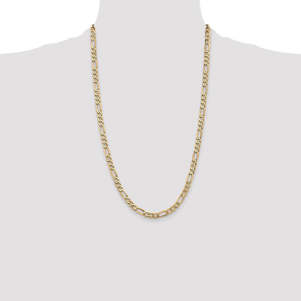 10k Yellow Gold 5.25 mm Flat Figaro Chain (14.26 grams)