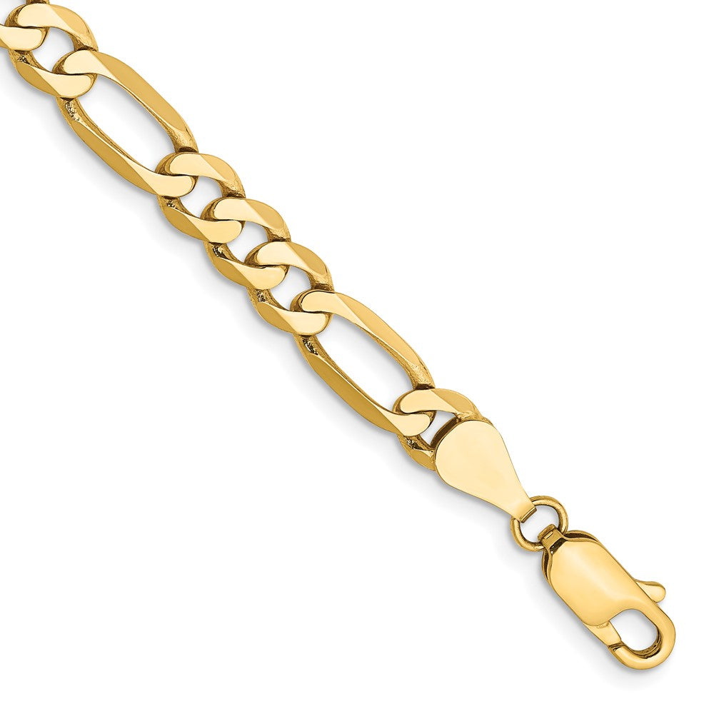 10k Yellow Gold 5.25 mm Flat Figaro Bracelet (5.9 grams)