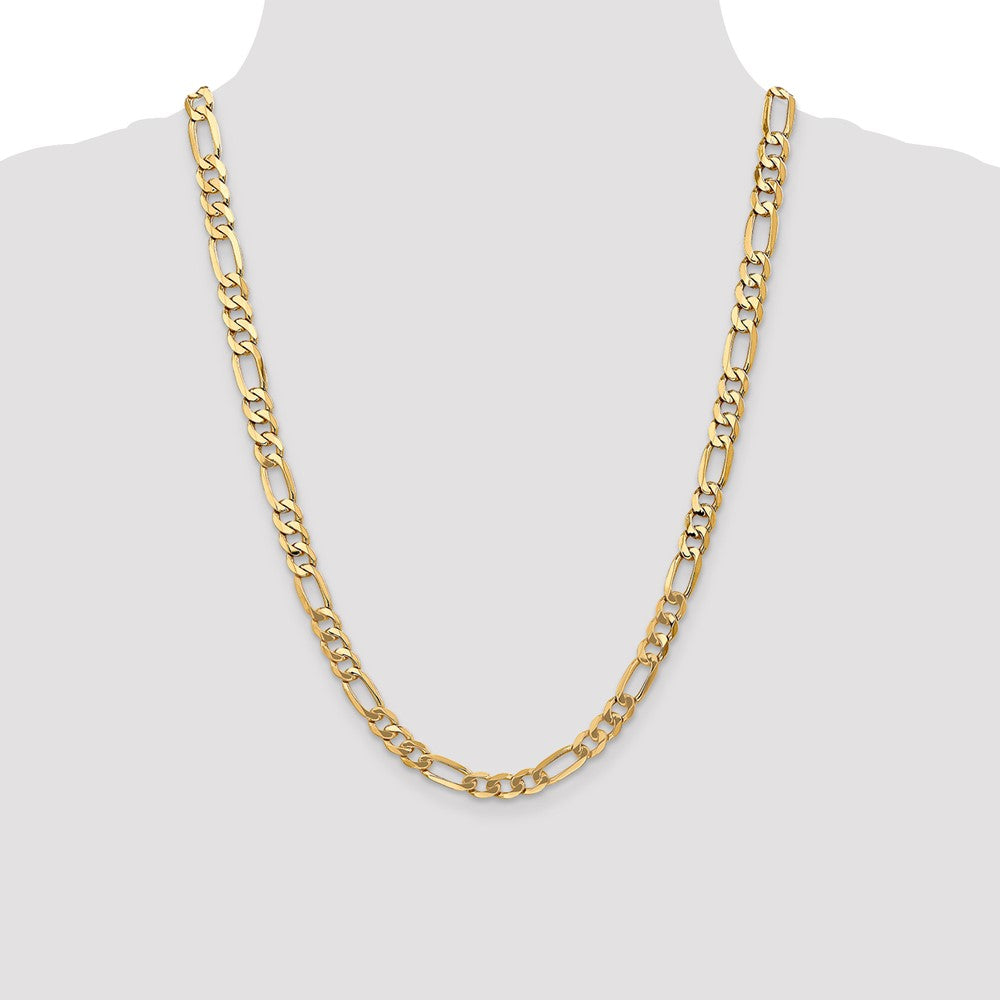 10k Yellow Gold 7 mm Flat Figaro Chain (24.82 grams)