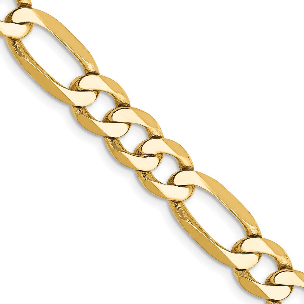 10k Yellow Gold 7 mm Flat Figaro Bracelet (9.44 grams)