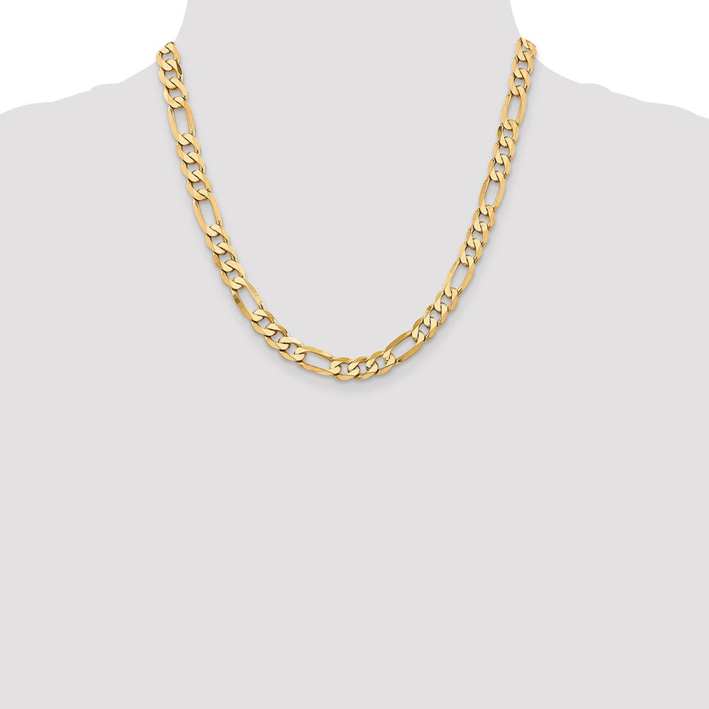 10k Yellow Gold 7.5 mm Flat Figaro Chain (32.15 grams)