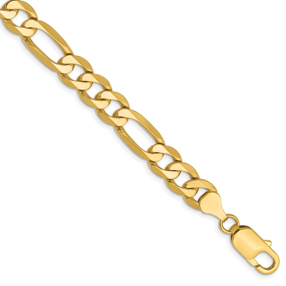 10k Yellow Gold 7.5 mm Flat Figaro Bracelet (13.4 grams)