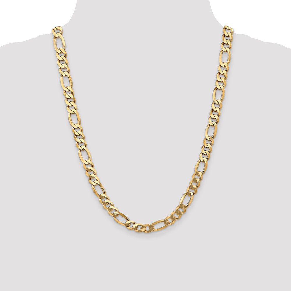 10k Yellow Gold 8.75 mm Flat Figaro Chain