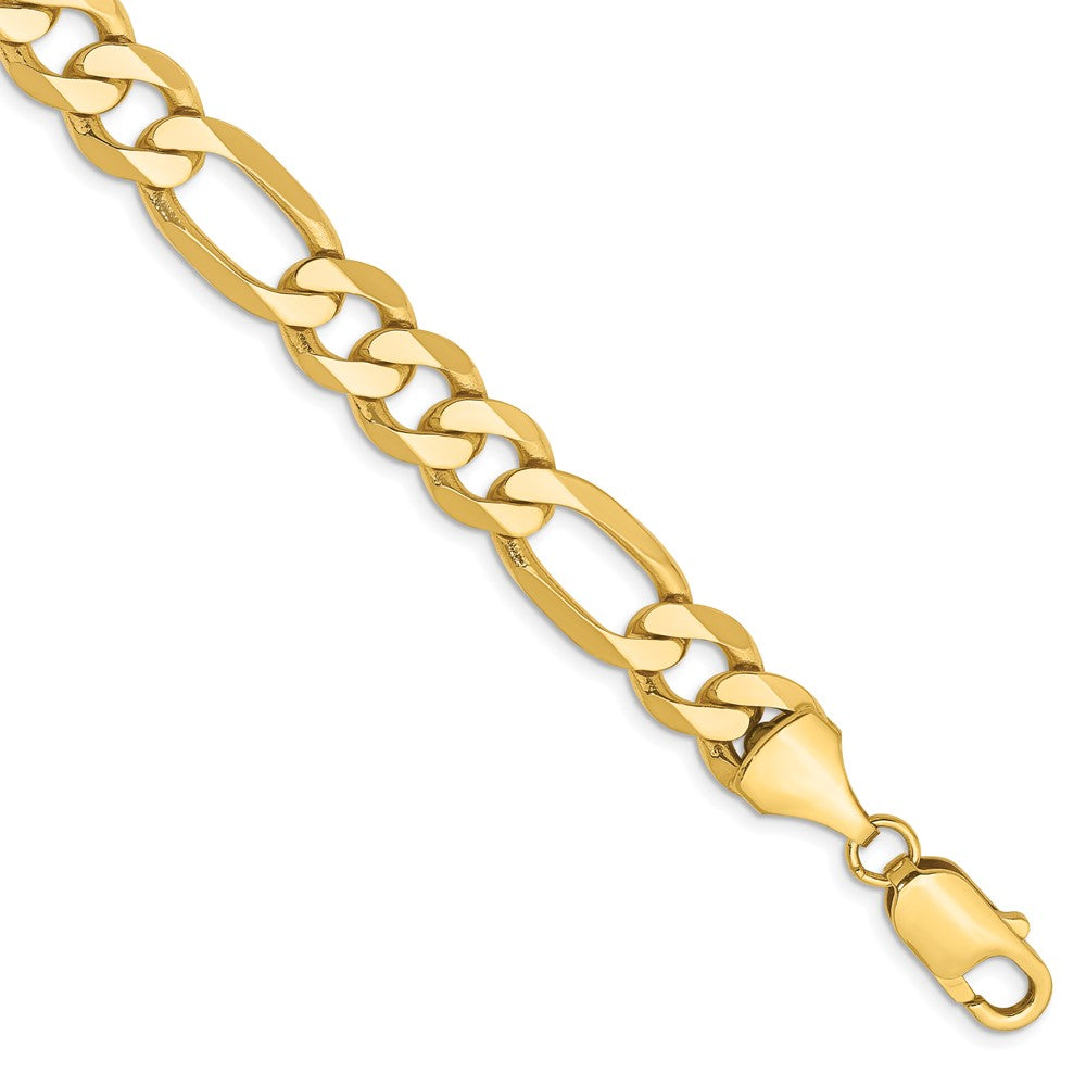 10k Yellow Gold 8.75 mm Flat Figaro Bracelet (17.7 grams)