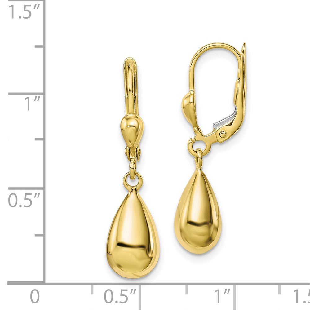 10k Yellow Gold 7 mm Polished Fancy Dangle Leverback Earrings (1.83 grams)