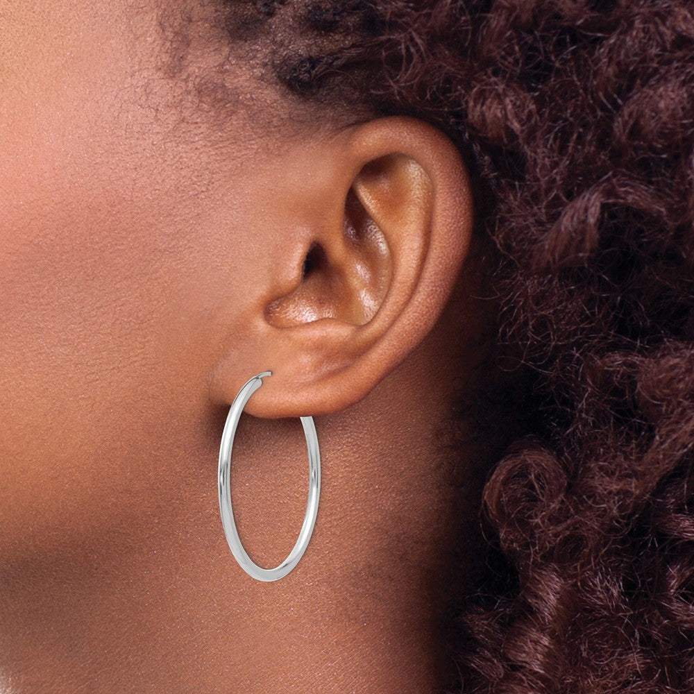 10k White Gold 35 mm Hoop Earrings