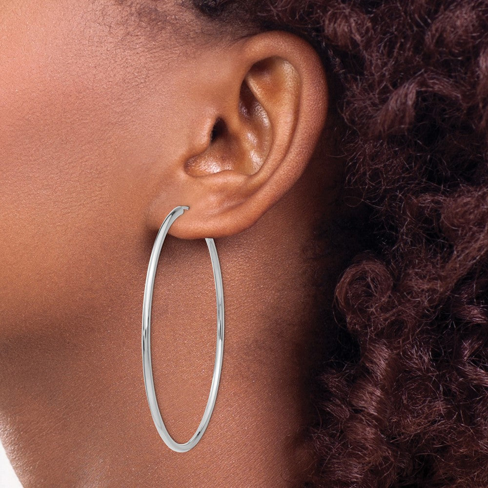 10k White Gold 60 mm Hoop Earrings