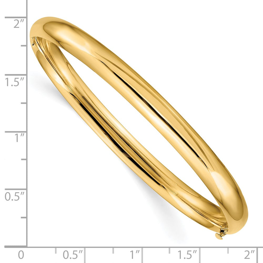 10k Yellow Gold 6 mm 4/1 High Polished Hinged Bangle Bracelet