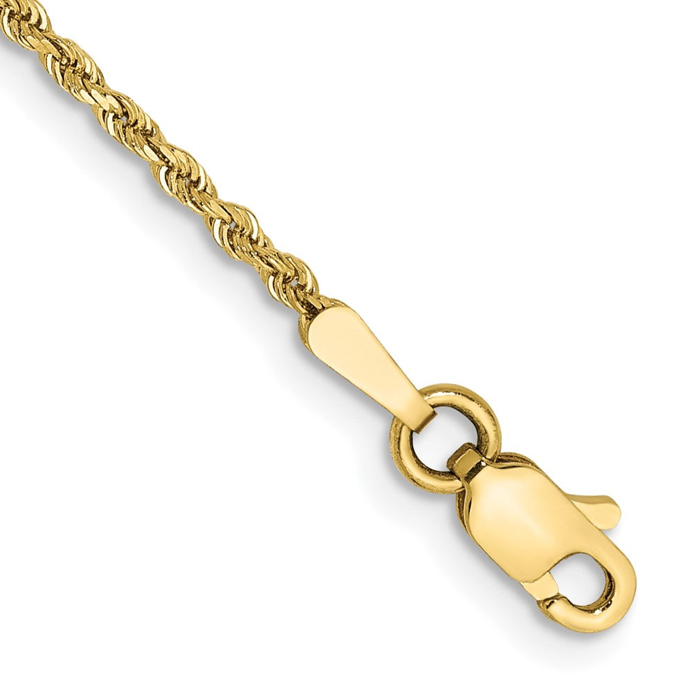 10k Yellow Gold 1.5 mm Diamond-cut Rope Chain Anklet