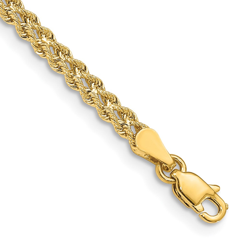 10k Yellow Gold 3 mm Wide Double Strand Rope Bracelet (3.03 grams)