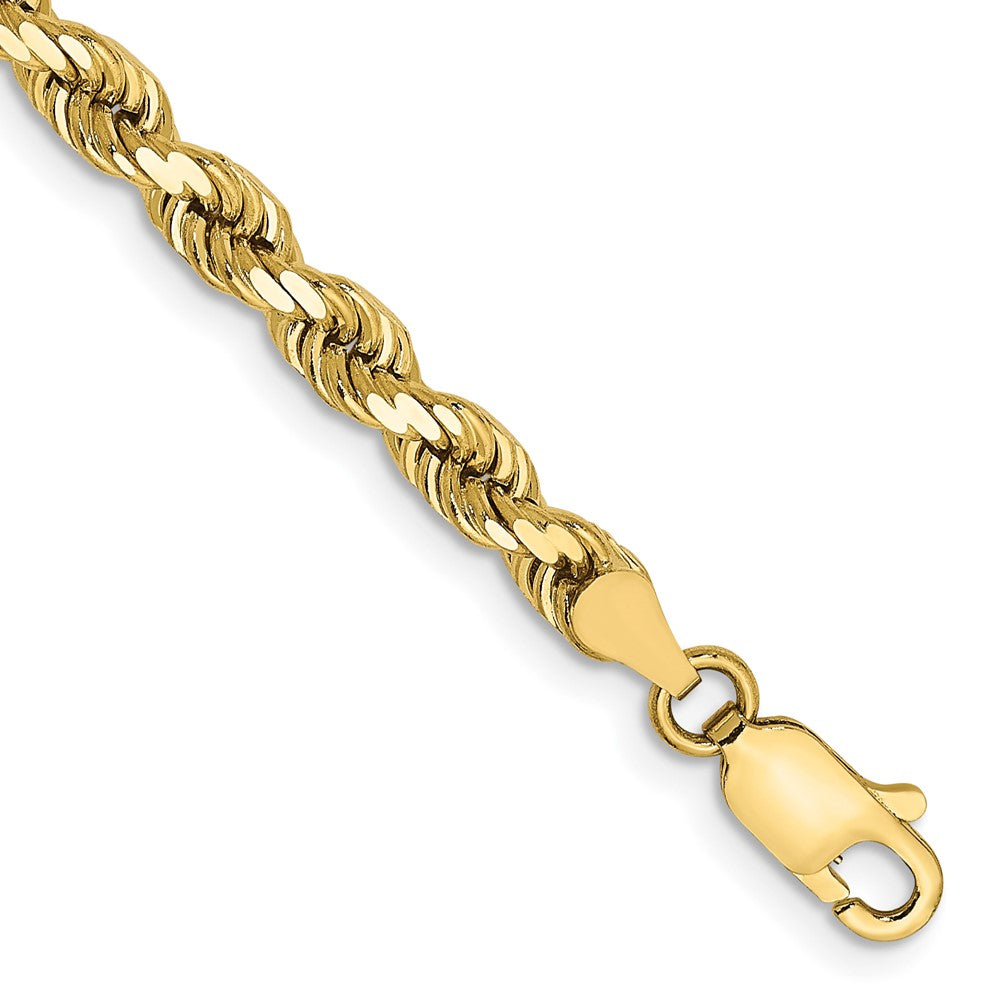10k Yellow Gold 4 mm Diamond-cut Rope Bracelet