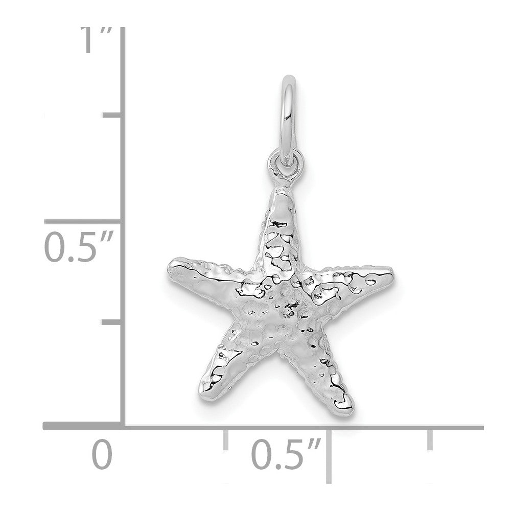 10k White Gold 14 mm Polished 3-Dimensional Starfish Pendant (0.72 grams)