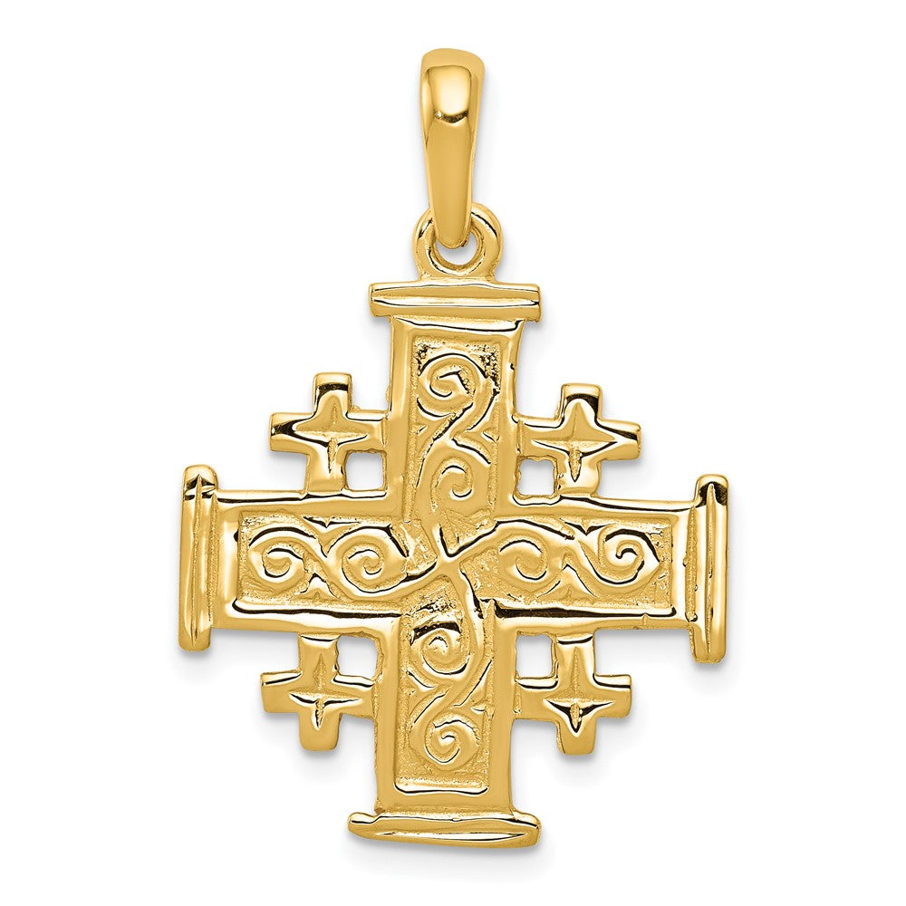 10k Yellow Gold 22 mm Jerusalem Cross Pendant (2.41 grams)