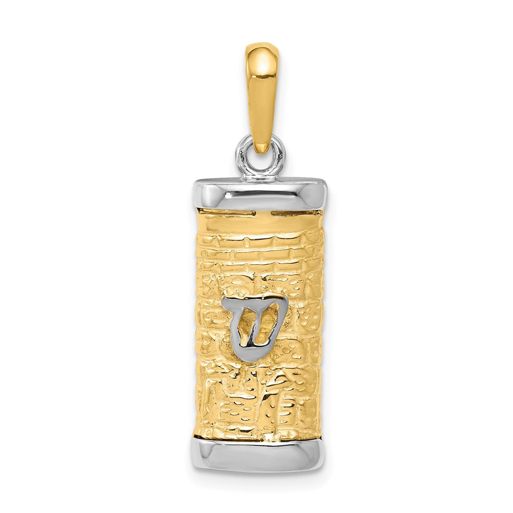 10k Two-tone 10 mm Mezuzah Pendant (5.04 grams)