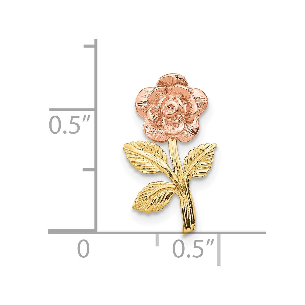 10k Two-tone 10 mm Two-tone Rose Flower Slide (0.71 grams)