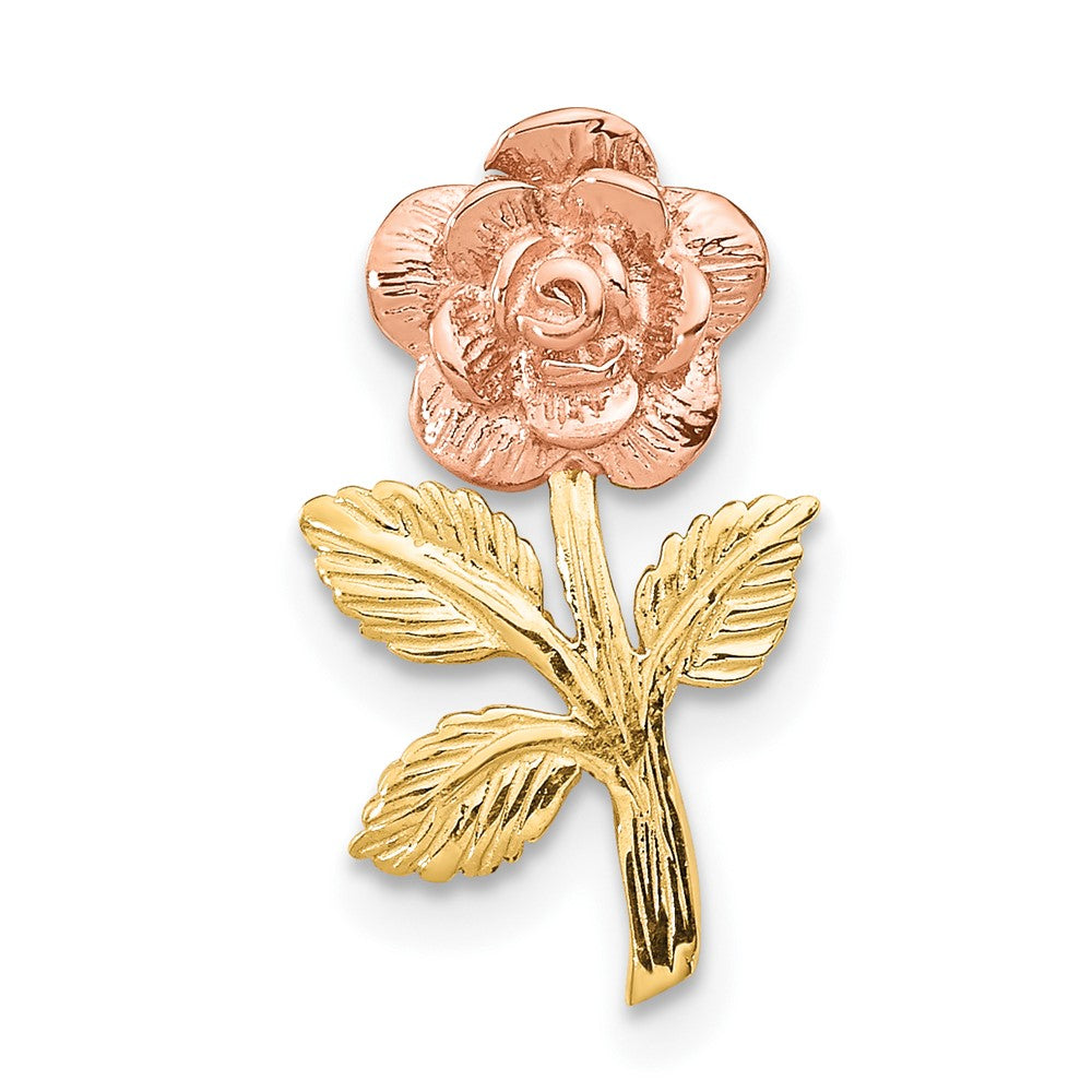 10k Two-tone 10 mm Two-tone Rose Flower Slide (0.71 grams)