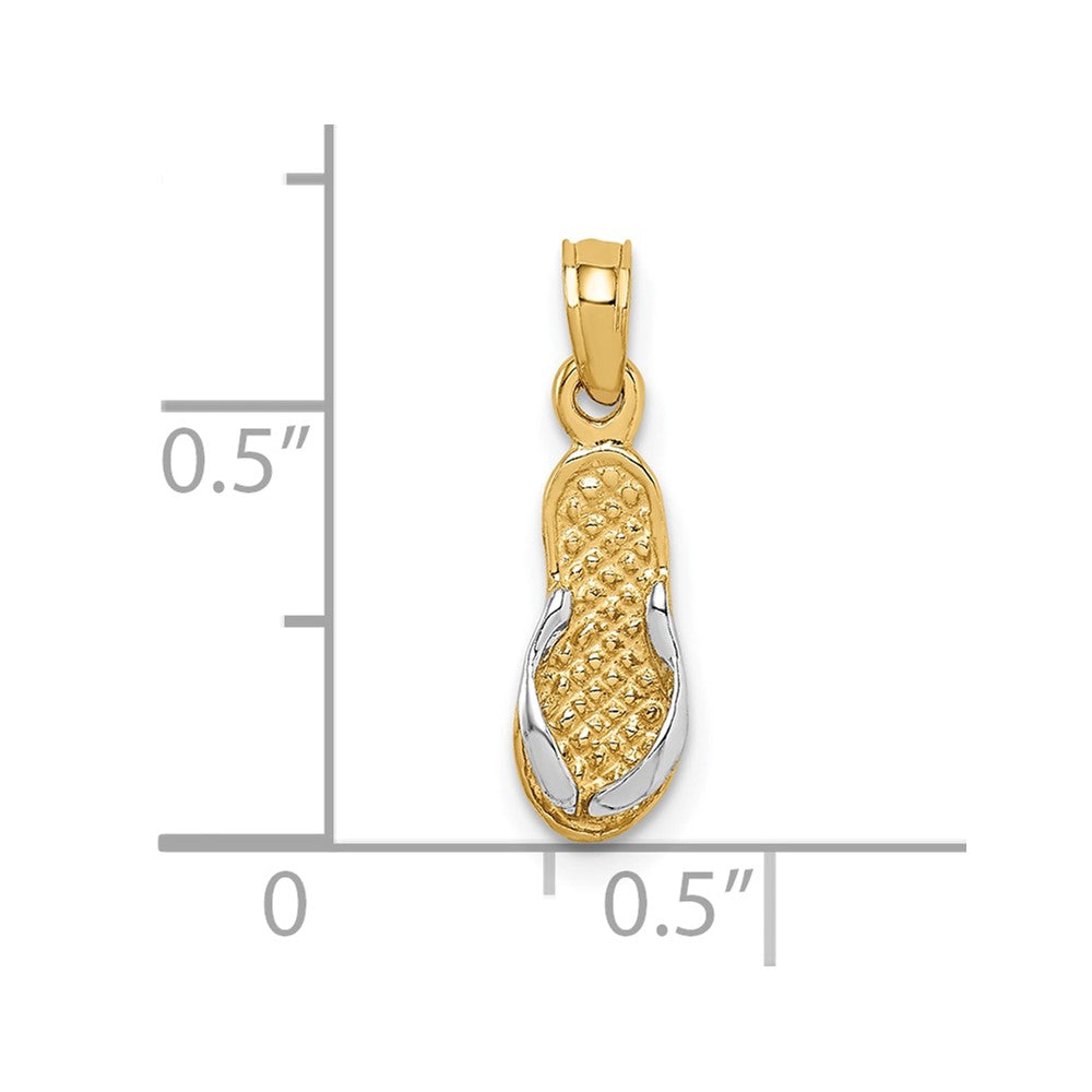 10k Yellow w/Rhodium 5 mm  Single Flip-Flop Pendant (0.66 grams)