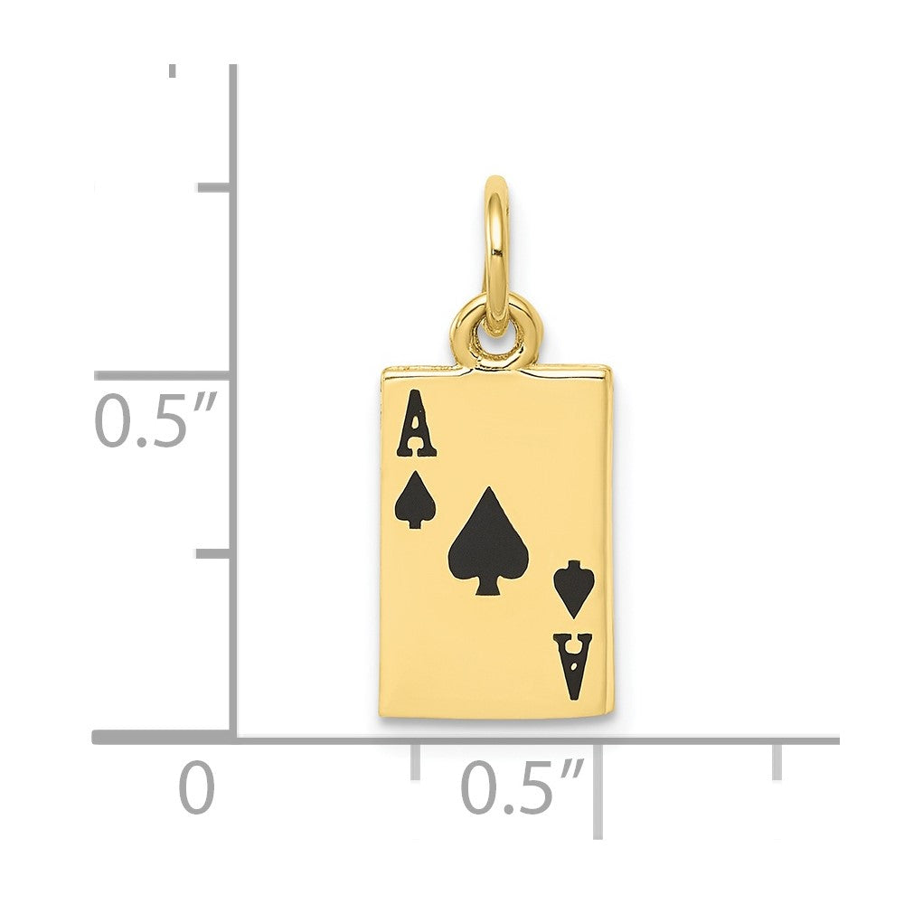 10k Yellow Gold 8 mm Enameled Ace of Spades Card Charm (0.73 grams)
