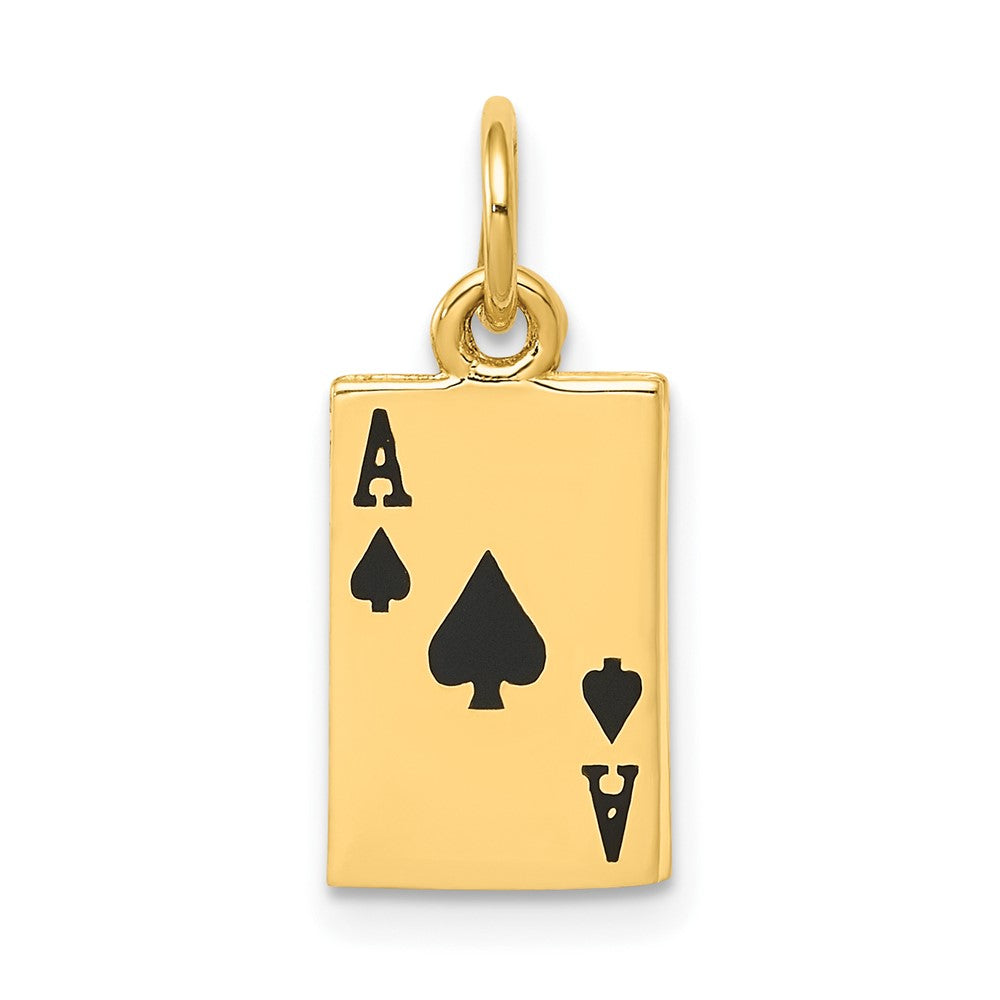 10k Yellow Gold 8 mm Enameled Ace of Spades Card Charm (0.73 grams)