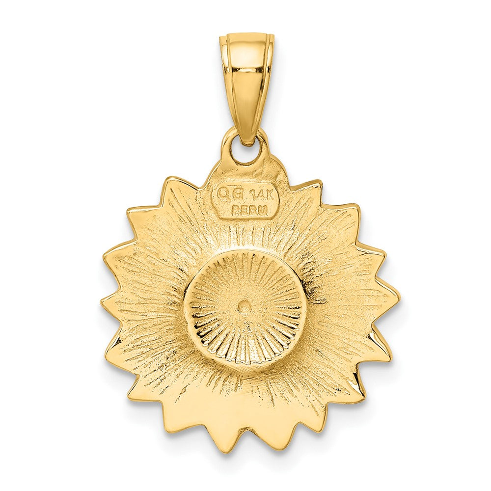 10k Yellow Gold 17.5 mm Enameled Yellow Sunflower Pendant (2.6 grams)