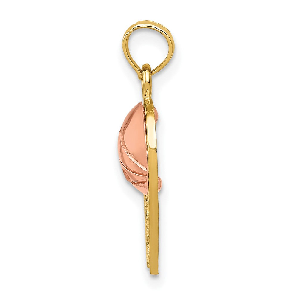 10k Two-tone 11 mm Basketball Hoop with Ball Pendant (0.97 grams)