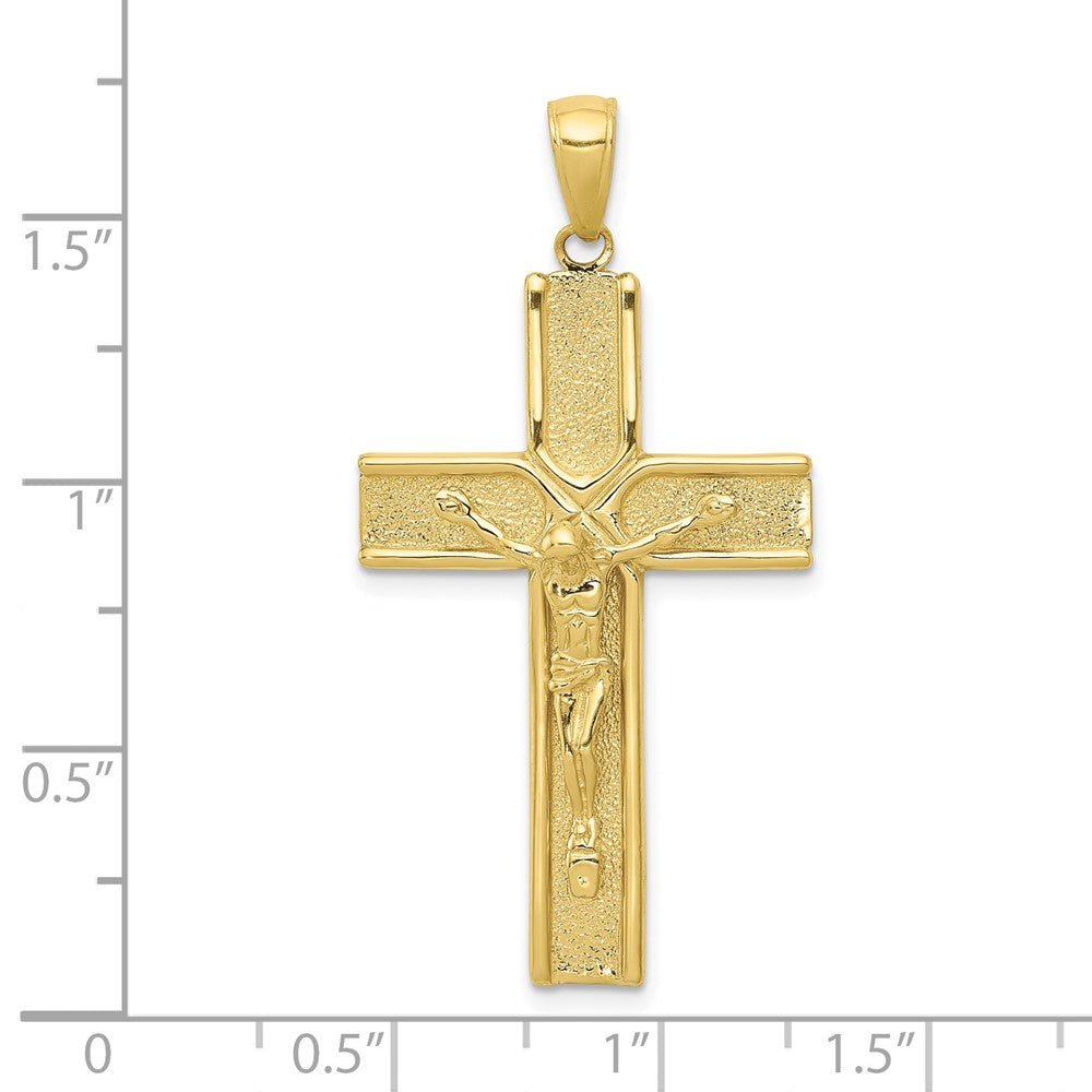 10k Yellow Gold 22 mm Satin Finish Jesus Crucifix Pendant (2.5 grams)