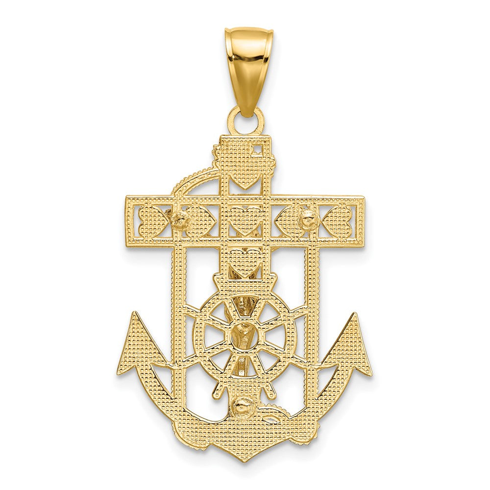 10k Two-tone 22 mm Mariner's Jesus Crucifix Pendant (2.57 grams)