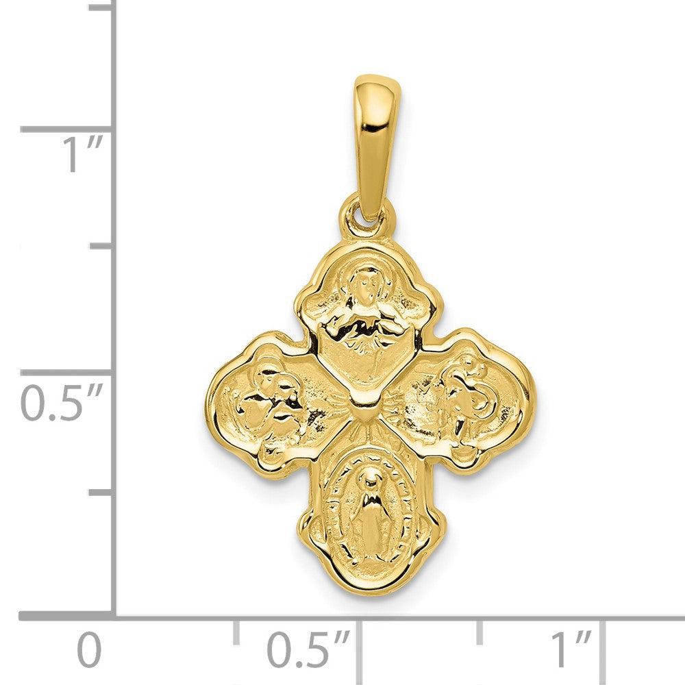 10k Yellow Gold 18 mm Four Way Medal Pendant (2.53 grams)