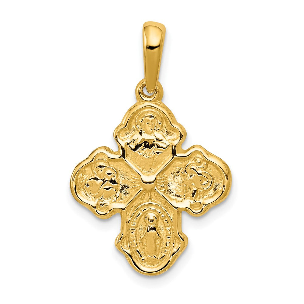 10k Yellow Gold 18 mm Four Way Medal Pendant