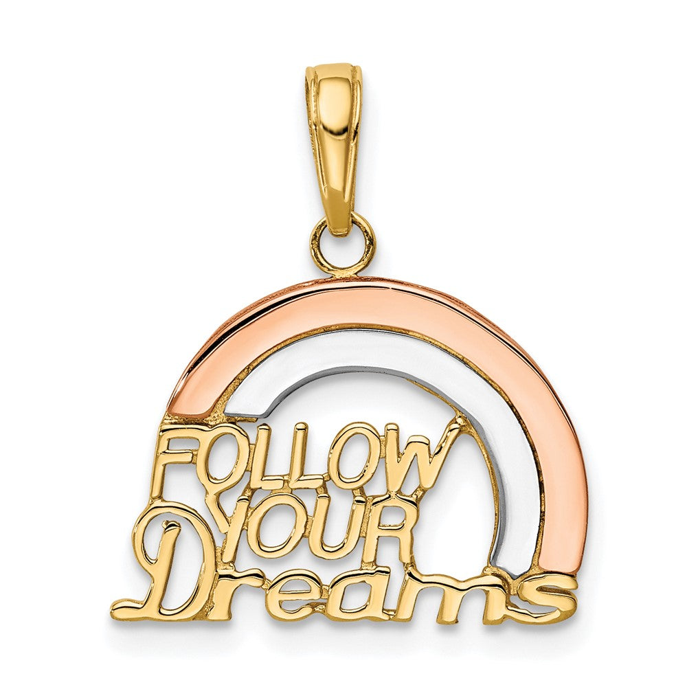 10k Two-tone 18 mm  Follow Your Dreams Rainbow Pendant (1.08 grams)