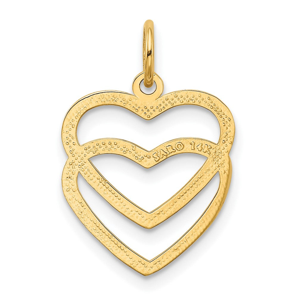 10k Yellow Gold 15 mm Polished Double Heart Pendant (0.7 grams)