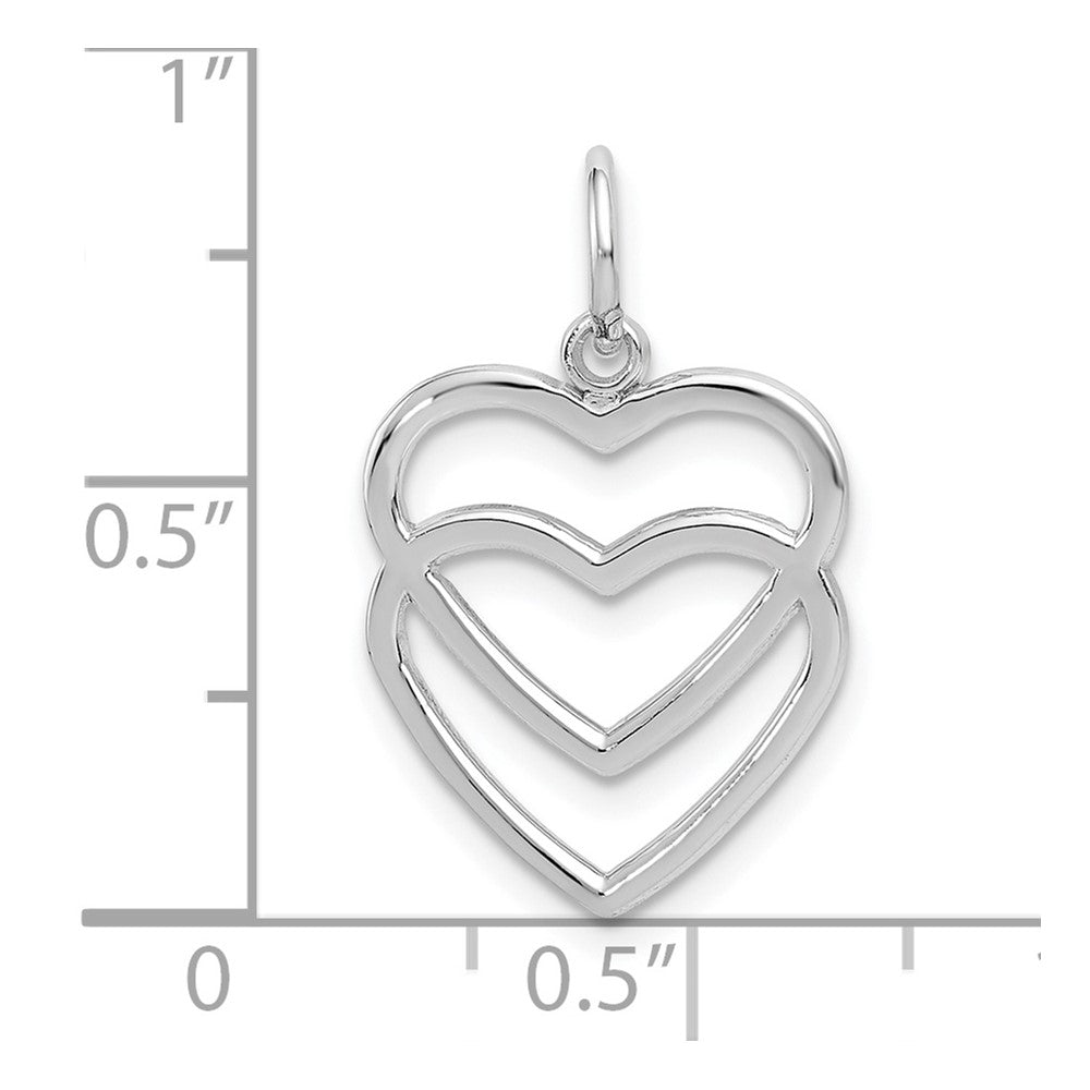 10k White Gold 15 mm WG Double Heart Charm (0.83 grams)