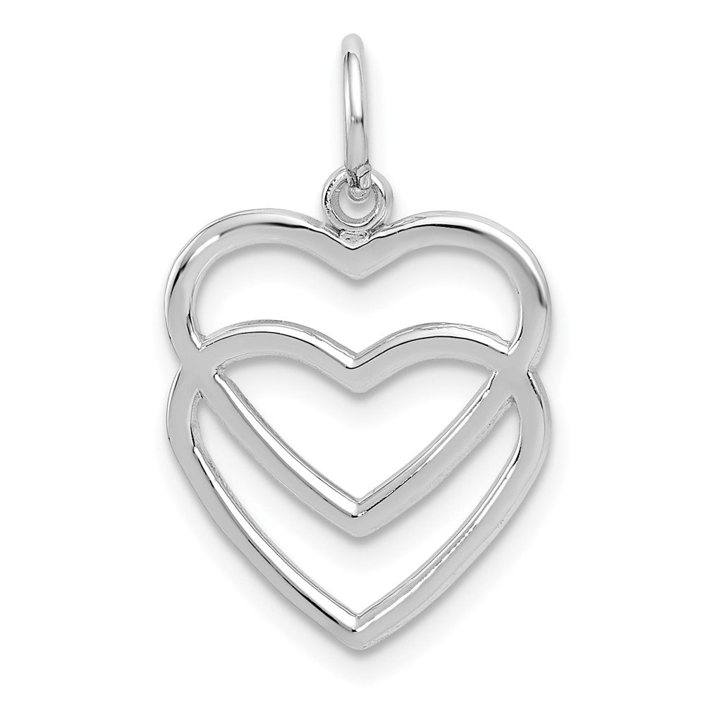 10k White Gold 15 mm WG Double Heart Charm (0.83 grams)