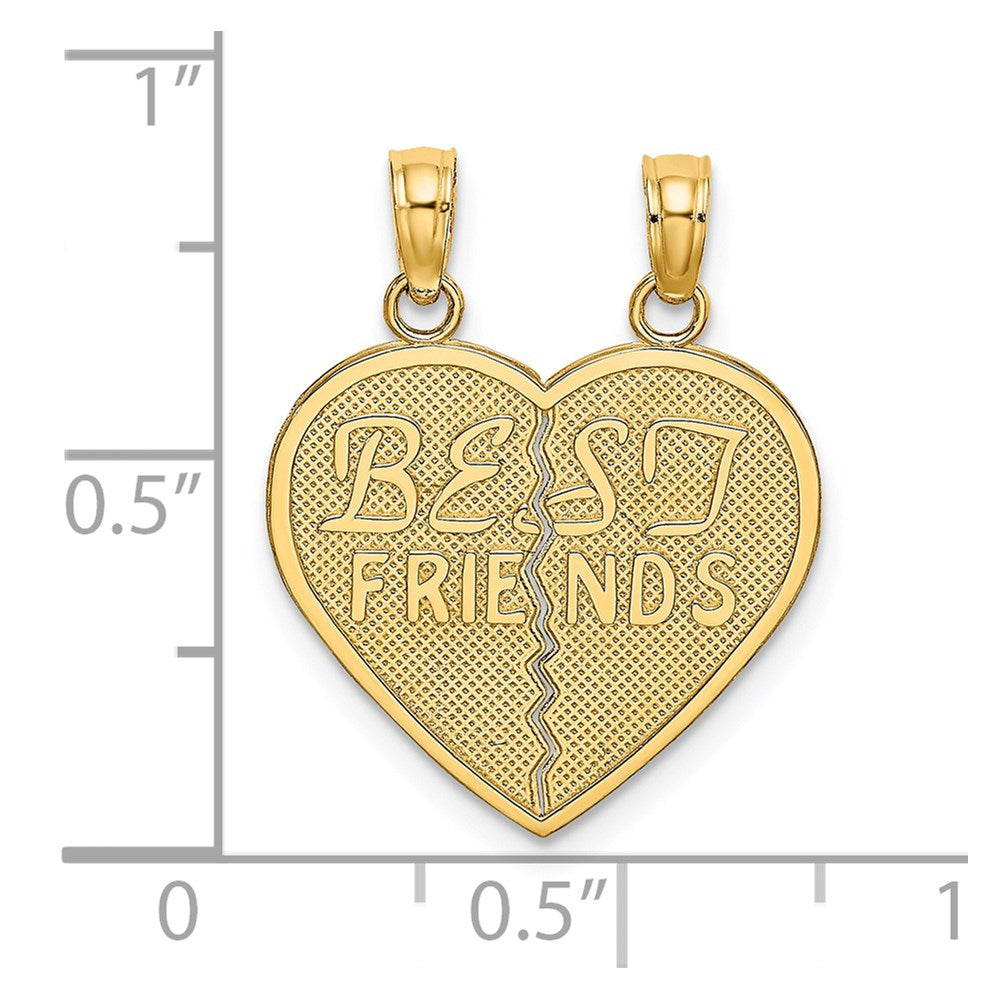 10k Yellow Gold 18.2 mm BEST FRIENDS Break-A-Part Heart Pendant (1.75 grams)