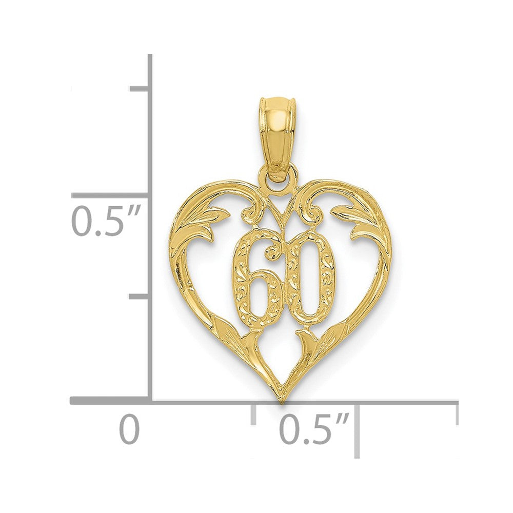 10k Yellow Gold 13 mm 60 Heart Pendant (0.56 grams)