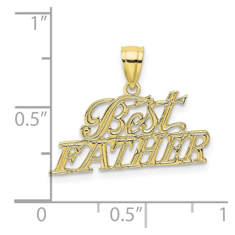 10k Yellow Gold 21.6 mm BEST FATHER Pendant (0.85 grams)