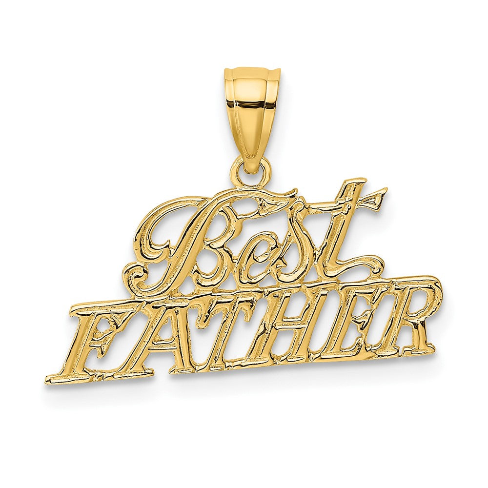 10k Yellow Gold 21.6 mm BEST FATHER Pendant (0.85 grams)