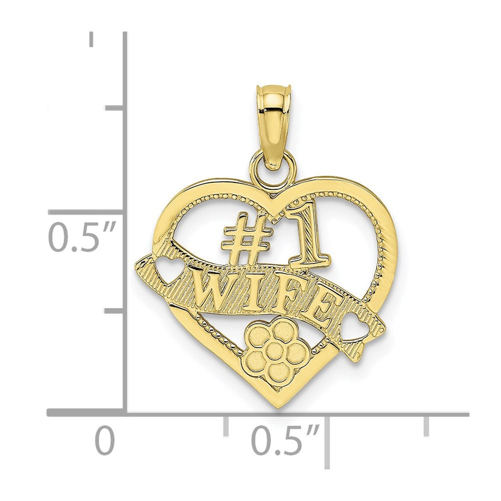 10k Yellow Gold 16.4 mm #1 WIFE Heart Pendant (0.9 grams)