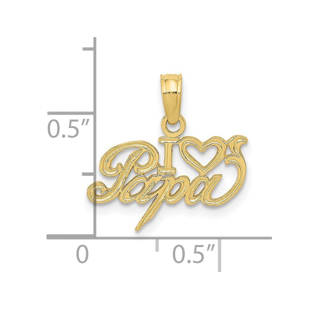 10k Yellow Gold 15.3 mm I Heart PAPA Charm (0.59 grams)