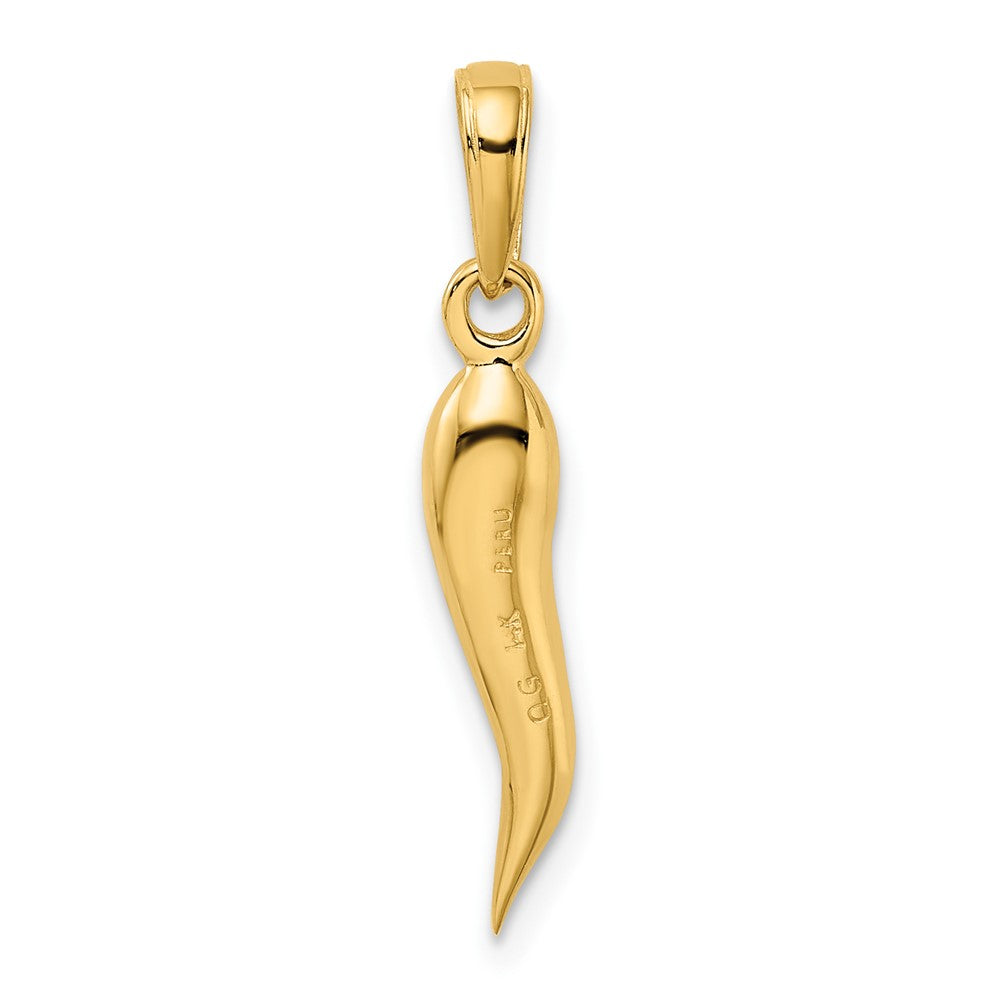 10k Yellow Gold 4 mm Medium Italian Horn Pendant (1.23 grams)